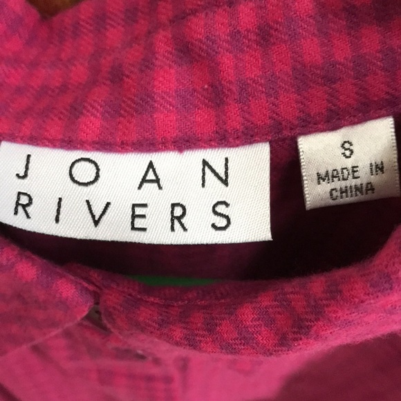 Joan rivers button down flannel shirt ladies size small. Color fuchsia - Picture 2 of 2
